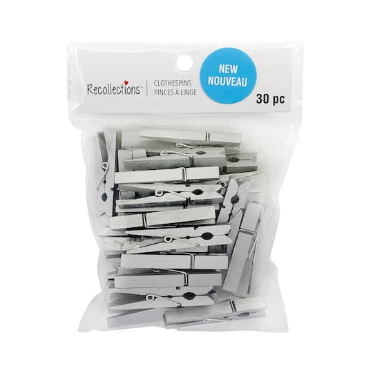 12 Packs: 30 ct. (360 total) Medium Silver Clothespins by Recollections&#x2122;